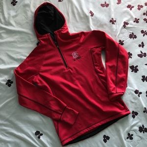Red NC State athletic jacket